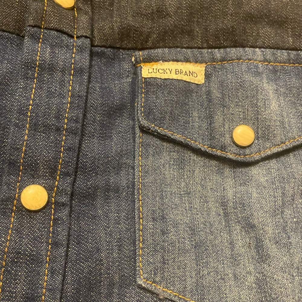 Lucky Brand, Denim Button Down Shirt, Two Tone Denim, Long Sleeve, Large… - Picture 11 of 15